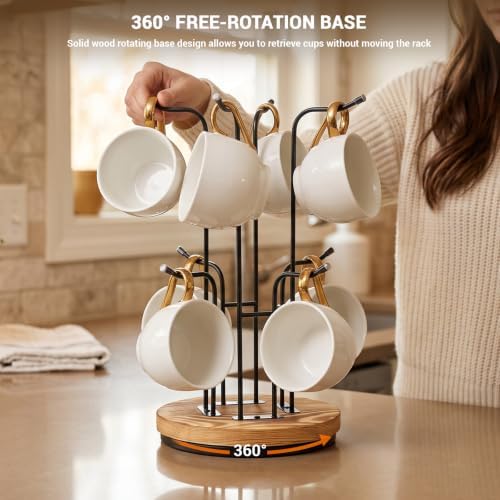 360° Rotating Coffee Mug Tree, 8 Hooks Countertop Mug Holder