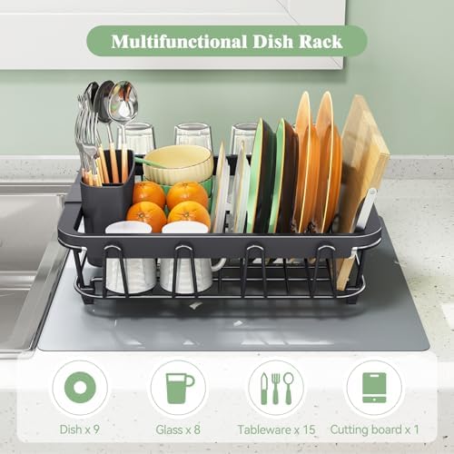 Urackify In-Sink Dish Drying Rack, Black
