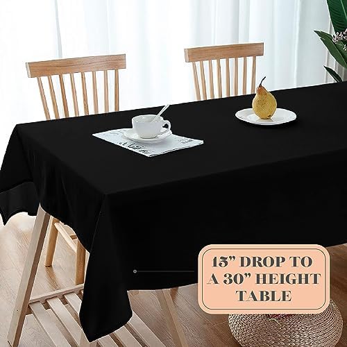 WEALUXE Set of 2 Black Rectangle Tablecloth for Tables 8ft