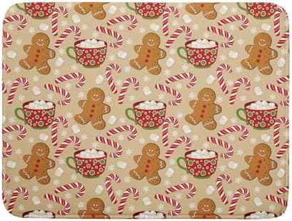 Christmas Gingerbread Man Dish Drying Mat for Kitchen Counter 18x24