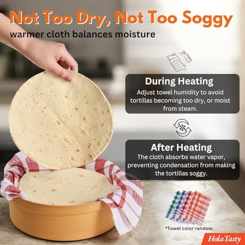 Terracotta Tortilla Warmer with Lid, Mexican Tortilla Holder &
