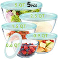YUANYE 5 Pack Glass Mixing Bowls with Lids Set