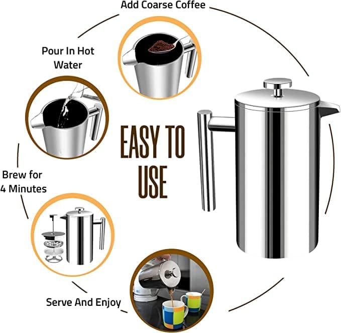 Utopia Kitchen 50 Oz Stainless Steel French Press