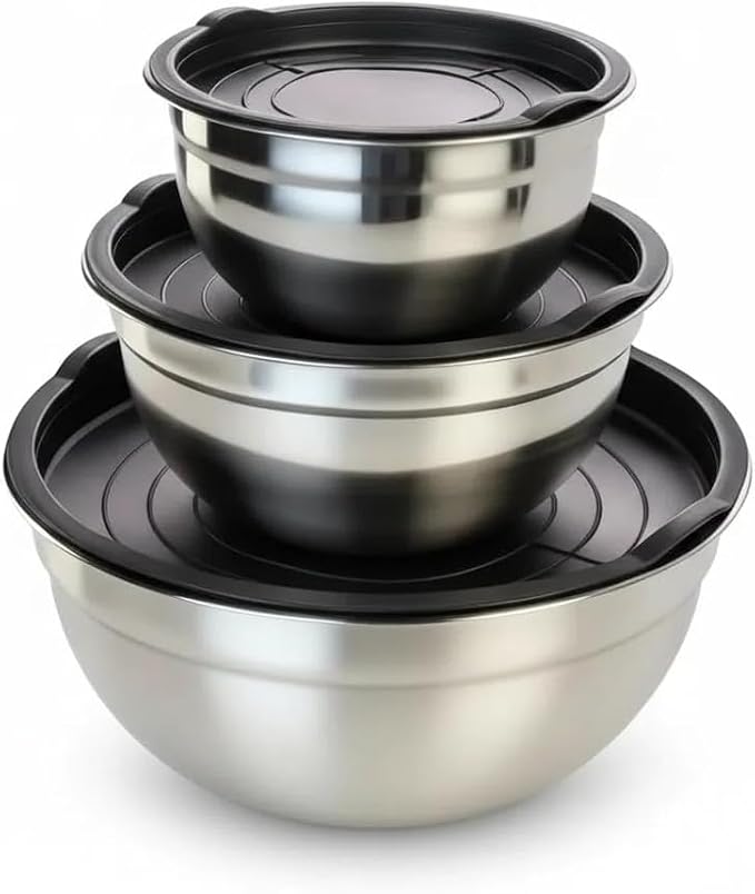 Mixing Bowls with Lids Set of 3 by Unknown