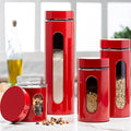 Quality Modern Red Stainless Steel Canister Set for Kitchen Counter