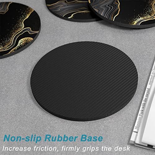 Coasters for Drinks, Set of 6 Absorbent Rubber Drink Coasters for Cup
