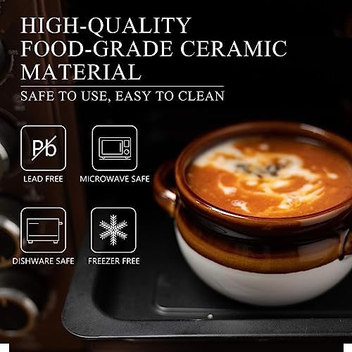 Vumdua French Onion Soup Bowls with Lids and Handles, 16 oz Ceramic