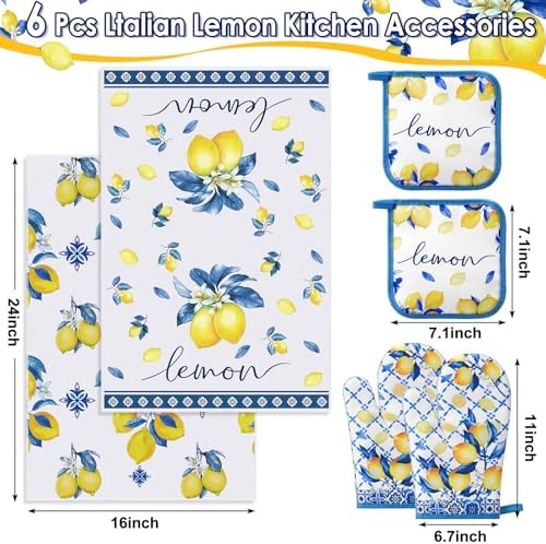 FoldTier 6 Pcs Capri Lemon Kitchen Decoration Amalfi Coast Kitchen