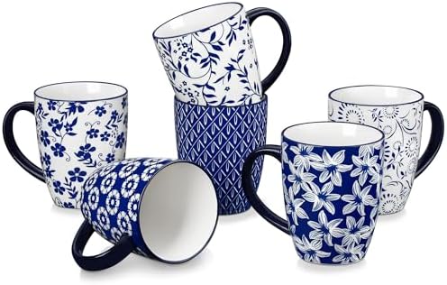 vancasso SELENE Large Coffee Mugs Set of 6, 16 Oz Porcelain Coffee