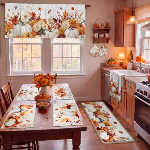 16 Pcs Fall Thanksgiving White Pumpkin Kitchen Decor Accessories Set