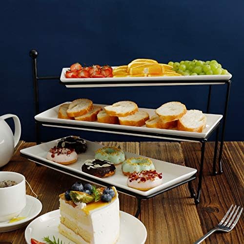 Sweese 3 Tiered Serving Stand, Foldable Rectangular Food Display Stand