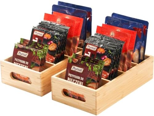 Umilife Bamboo Pantry Organizer for Snack, Seasoning Pouch, Teabag