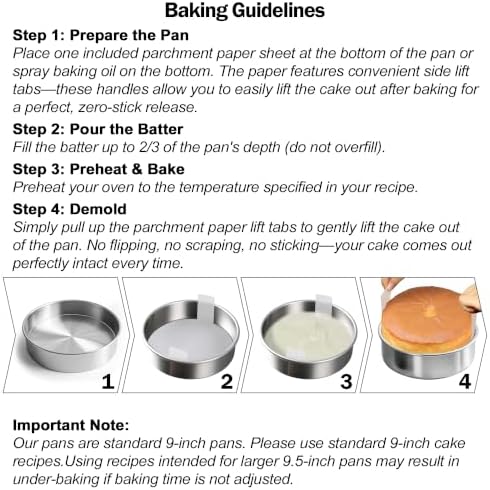 9 Inch Round Cake Pans Set of 2 with 100 Pieces Parchment Paper
