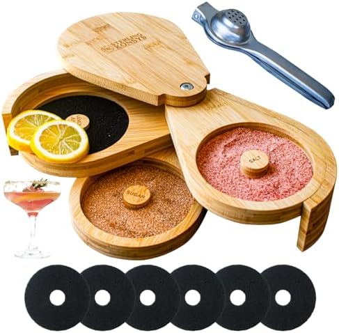 Margarita Salt Rimmer Set - 3 Tier Bamboo Cocktail Rimmer with 6