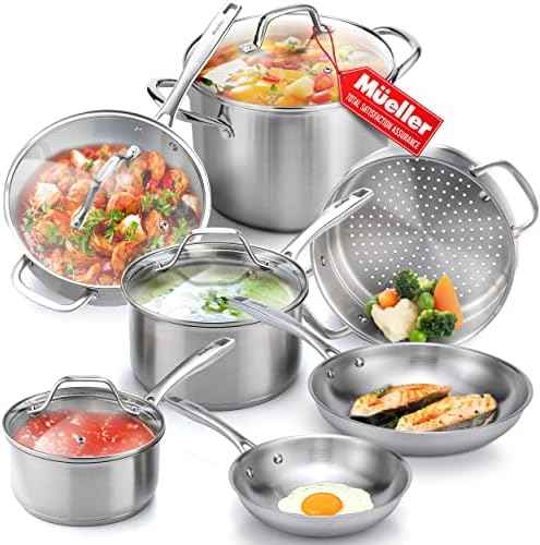 Mueller Pots and Pans Set 11-Piece, Ultra-Clad Pro Stainless Steel Cookware