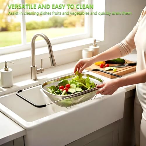 Over Sink Expandable Colander - Collapsible Fine Mesh Strainer Basket