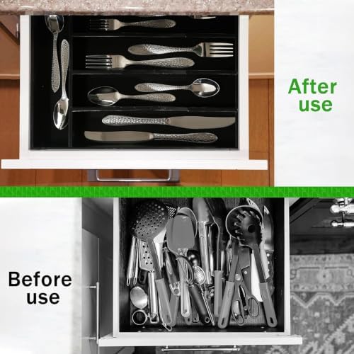 Greenual Black Silverware Organizer 10 In Utensil Organizer Silverware