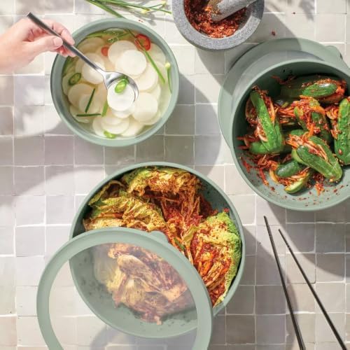 Figmint Mixing Bowl Set with Lids, Plastic Off-White 6pc (set of 3)