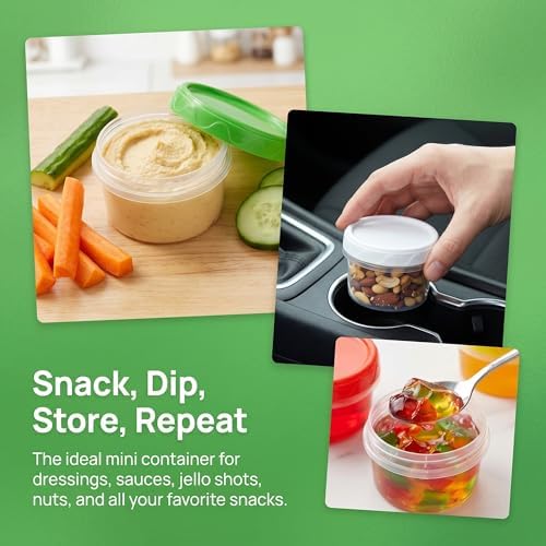 EONJOE 2oz Airtight Small Plastic Food Storage Containers with Lids