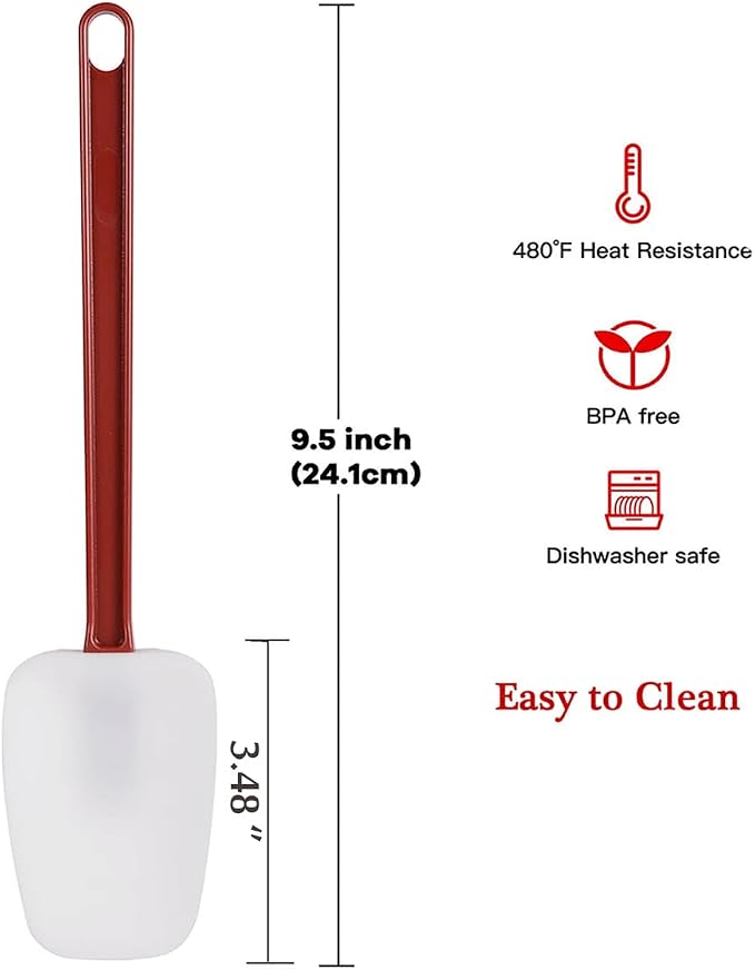Commercial Spoonula Rubber Spatula Set, High Heat Spatula Spoon 9.5 Inches - Image 4