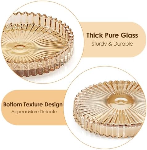Modern Clear Coasters Set of 5- Glass Cute Coasters for Drinks, Amber