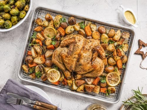 Wildone Baking Sheet with Rack Set (2 Pans + 2 Racks), Half Sheet Size