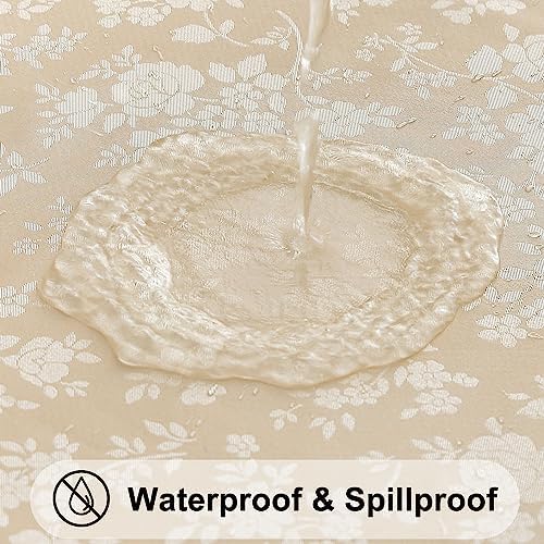 Smiry Waterproof Heavy Duty Vinyl Fitted Tablecloth for 45"-56" Round