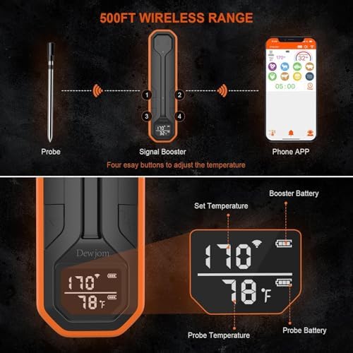 Wireless Digital Meat Thermometer with Wireless Probe
