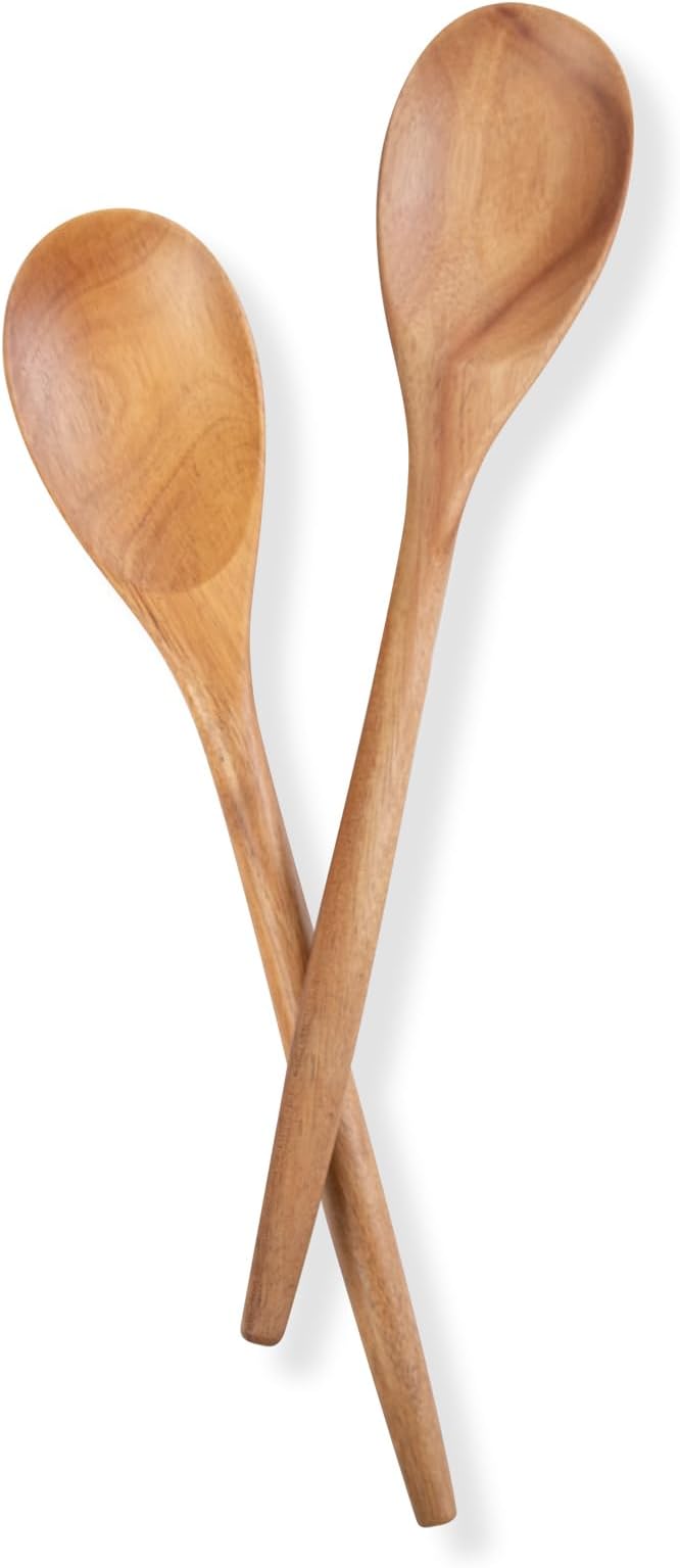 GinSent 2PCS Wooden Spoons for Cooking, 14-INCH Wooden Spoons Cooking Comfort by GinSent