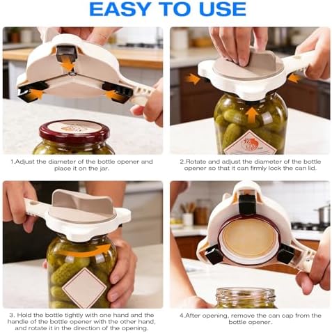 4-in-1 Heavy Duty Jar Opener for Seniors and Weak Hands – Ergonomic