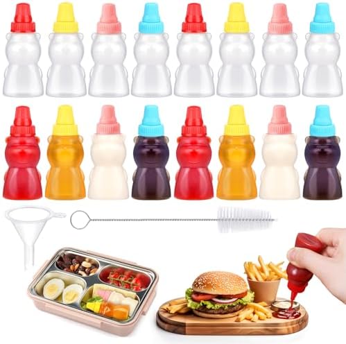 16 Pcs Mini Ketchup Bottles Condiment Squeeze Bottles Bear