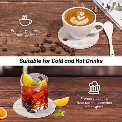 Acejoz Drink Coasters with Holder for Coffee Table, Absorbent Coaster
