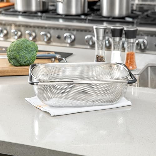 Restaurantware 6 qt Stainless Steel Over The Sink Colander