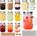 Mason Jar Cups with Handle 16 oz, Vintage Glass Cups with Lids and