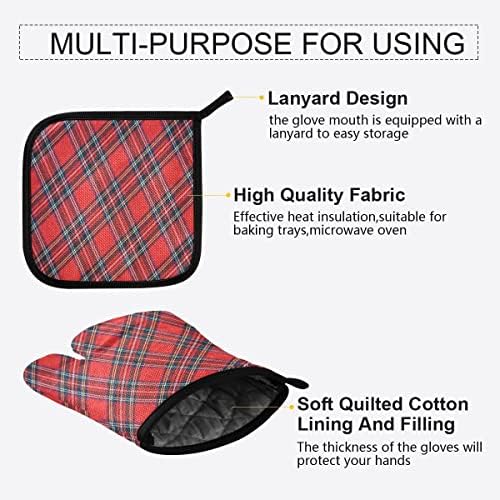 Oven Mitts Quilted Cotton Lining Royal Stewart Tartan Plaid Potholders