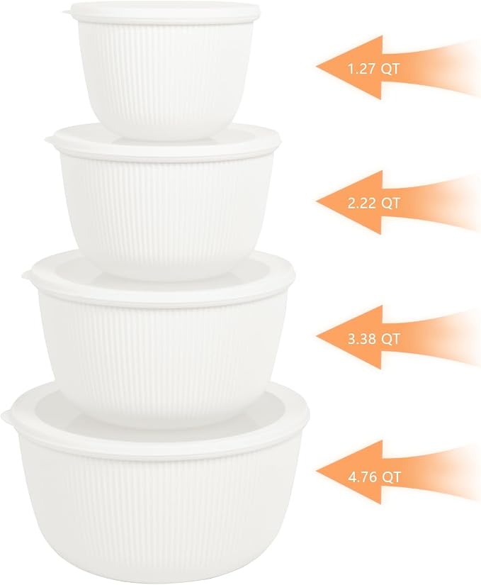 BoxedHome Mixing Bowls with Lids Set, 4 Packs BPA-Free Plastic Prep Bowls - Image 8