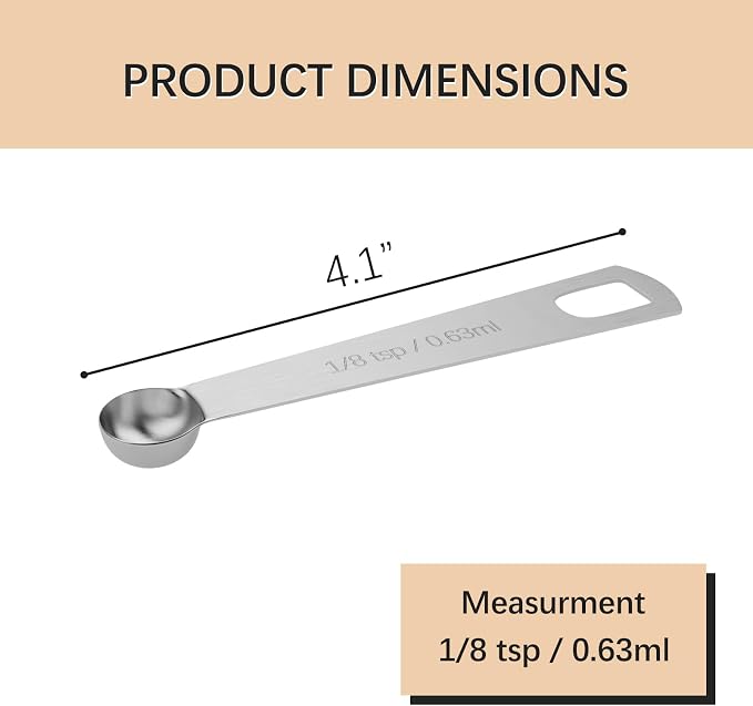 5PCS 1/8tsp Single Measuring Spoon, Stainless Steel Individual Teaspoons Only - Image 2