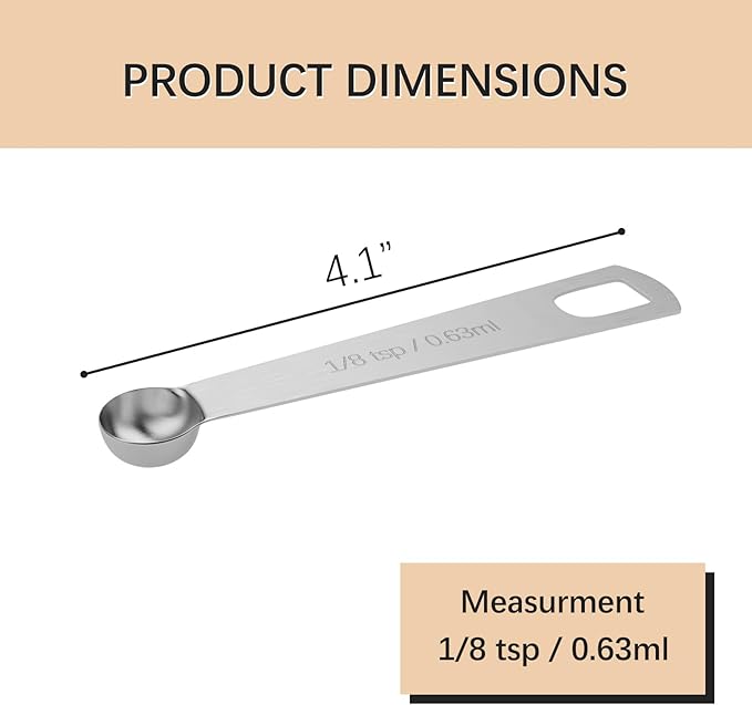 1PCS 1/8tsp Single Measuring Spoon, Stainless Steel Individual Teaspoons Only - Image 2