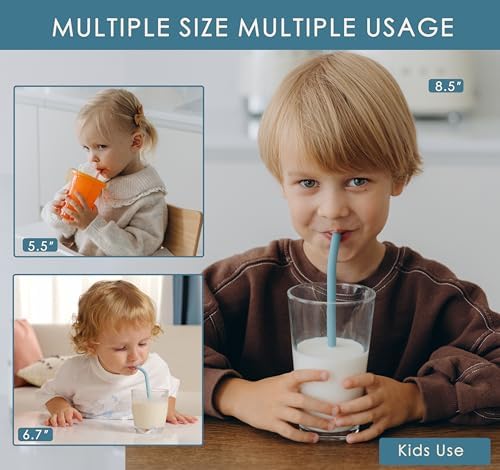 4-Size Reusable Silicone Straws with Travel Keychain Cases-Portable