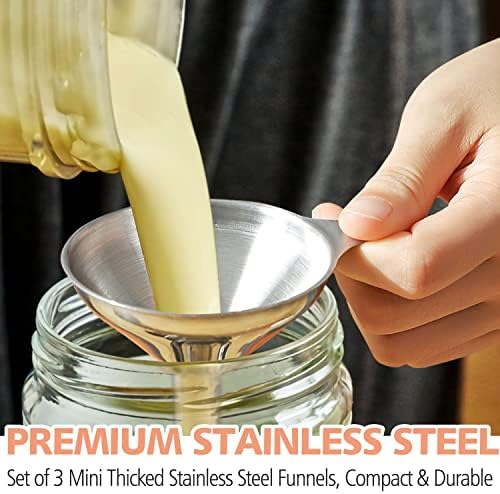 Anaeat Stainless Steel Mini Kitchen Funnel Set, 3 Pack Durable Metal