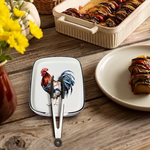 Funny Cute Rooster Ceramic Spoon Rest - Large Heat Resistant Kitchen