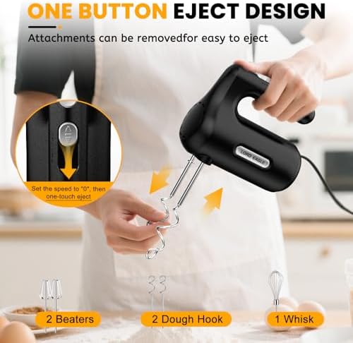 5-Speed Hand Mixer Electric With 4 Mixing Bowls Set