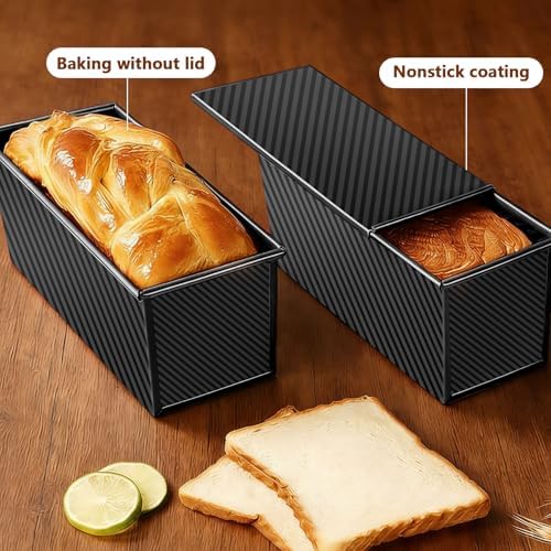 Pullman Loaf Pan with Lid 13x4, 2.2 lb Dough Capacity Bread Loaf Pan