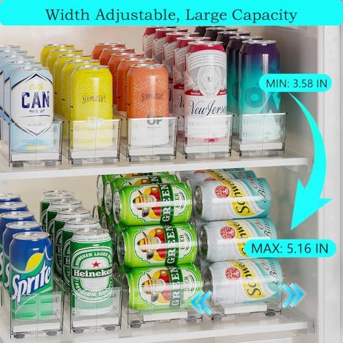 3-Pack Self-Pushing Drink Organizer for Fridge, Expandable