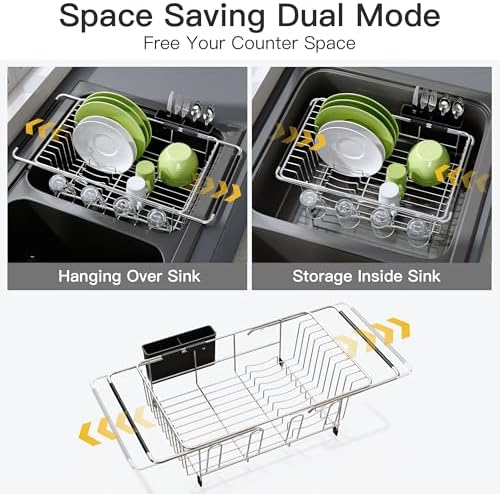 JASIWAY Dish Drying Rack with Cup and Utensil Holder
