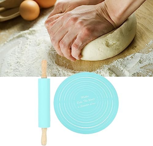 13.2in Rolling Pin Pastry Baking Mat 11.8x1.8in Large Silicone Rolling