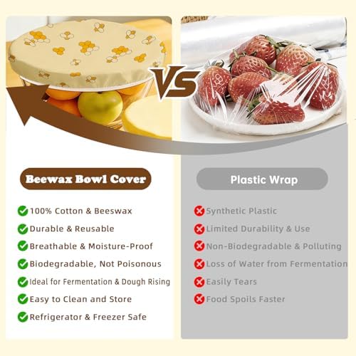 3 Pack Reusable Beeswax Bowl Covers, 12Inch