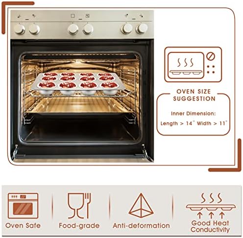 P&P CHEF 12-Cup Muffin Pan Tin, Stainless Steel Cupcake Pan, 1Pc