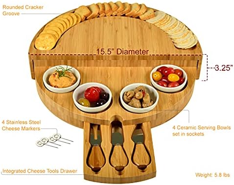 Picnic at Ascot Deluxe Custom Engraved Bamboo Cheese/Charcuterie Board