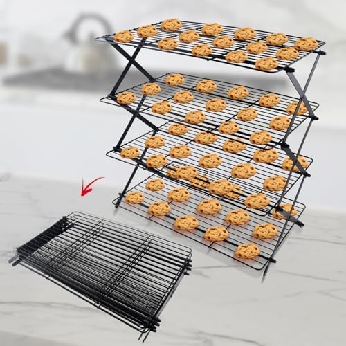 4-Tier Collapsible Cooling Rack For Baking - Expandable & Foldable